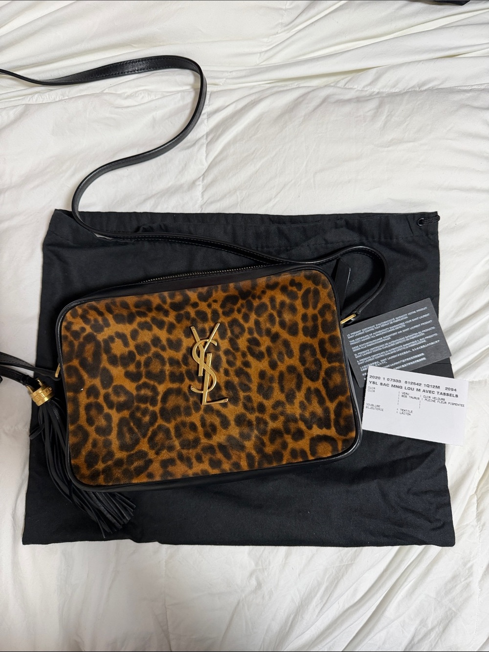Yves Saint Laurent Leopard Print Camera Bag with Tassel